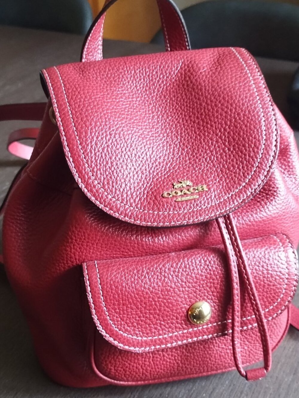 NWT Coach Pennie Backpack 22 in Crimson Red Pebble Leather (Style C4121)